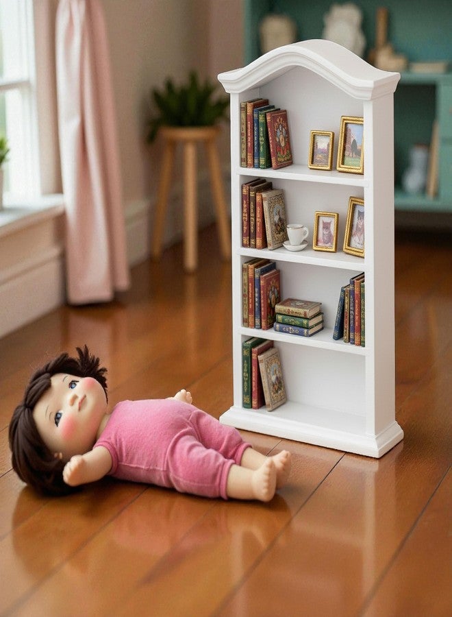 KH866 Miniature Book Shelf 1:12 Mini Bookshelf Dollhouse Furniture Accessories White Wooden Bookcase for Doll House, Books Storage Shelves, Classic Display Decoration Accessories, Cute Small Items - Image 3